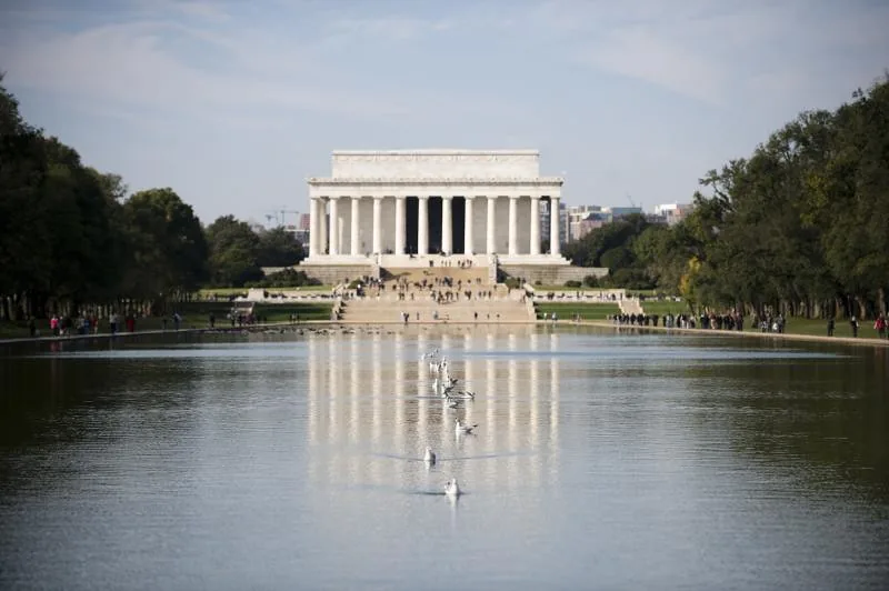 The Lincoln Memorial reflected in the Reflecting Pool, Washington, D.C.
